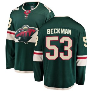 Youth Minnesota Wild Adam Beckman Fanatics Branded Breakaway Home Jersey - Green