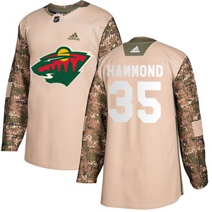 Youth Minnesota Wild Andrew Hammond Adidas Authentic Veterans Day Practice Jersey - Camo