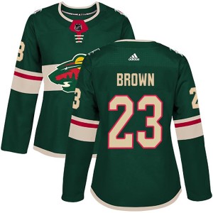 Women's Minnesota Wild J.T. Brown Adidas Authentic Home Jersey - Green