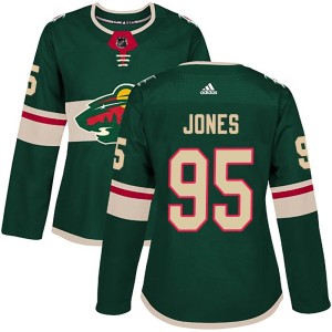 Women's Minnesota Wild Hunter Jones Adidas Authentic Home Jersey - Green