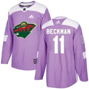 Youth Minnesota Wild Adam Beckman Adidas Authentic Fights Cancer Practice Jersey - Purple