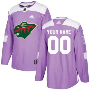 Youth Minnesota Wild Custom Adidas Authentic ized Fights Cancer Practice Jersey - Purple
