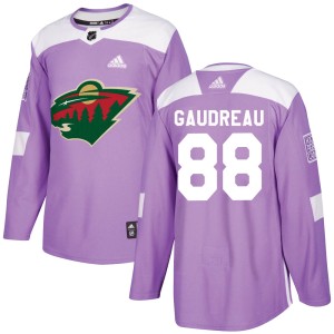 Youth Minnesota Wild Frederick Gaudreau Adidas Authentic Fights Cancer Practice Jersey - Purple
