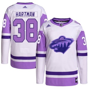 Men's Minnesota Wild Ryan Hartman Adidas Authentic Hockey Fights Cancer Primegreen Jersey - White/Purple