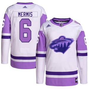 Men's Minnesota Wild Dakota Mermis Adidas Authentic Hockey Fights Cancer Primegreen Jersey - White/Purple
