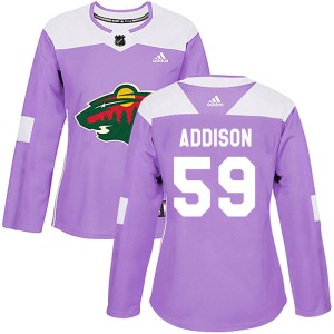 Women's Minnesota Wild Calen Addison Adidas Authentic Fights Cancer Practice Jersey - Purple