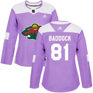 Women's Minnesota Wild Brandon Baddock Adidas Authentic Fights Cancer Practice Jersey - Purple