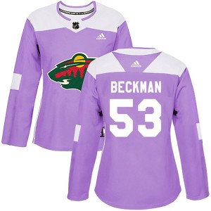 Women's Minnesota Wild Adam Beckman Adidas Authentic Fights Cancer Practice Jersey - Purple