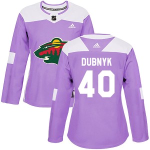 Women's Minnesota Wild Devan Dubnyk Adidas Authentic Fights Cancer Practice Jersey - Purple