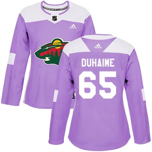 Women's Minnesota Wild Brandon Duhaime Adidas Authentic Fights Cancer Practice Jersey - Purple