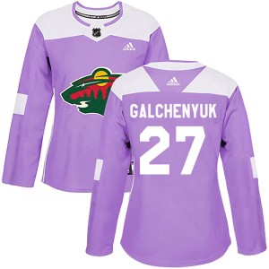 Women's Minnesota Wild Alex Galchenyuk Adidas Authentic Fights Cancer Practice Jersey - Purple