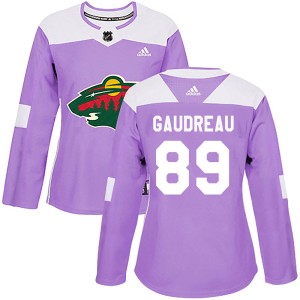 Women's Minnesota Wild Frederick Gaudreau Adidas Authentic Fights Cancer Practice Jersey - Purple