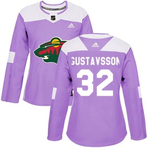 Women's Minnesota Wild Filip Gustavsson Adidas Authentic Fights Cancer Practice Jersey - Purple