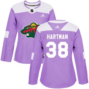 Women's Minnesota Wild Ryan Hartman Adidas Authentic Fights Cancer Practice Jersey - Purple