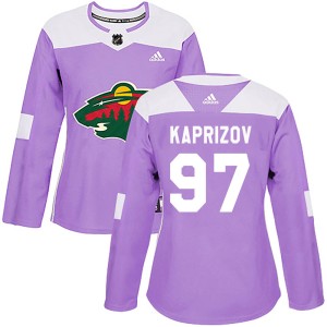 Women's Minnesota Wild Kirill Kaprizov Adidas Authentic Fights Cancer Practice Jersey - Purple
