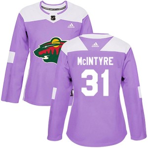 Women's Minnesota Wild Zane McIntyre Adidas Authentic Fights Cancer Practice Jersey - Purple