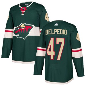 Youth Minnesota Wild Louie Belpedio Adidas Authentic Home Jersey - Green