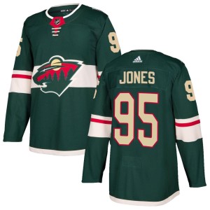 Youth Minnesota Wild Hunter Jones Adidas Authentic Home Jersey - Green