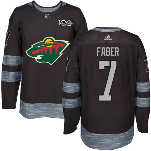 Youth Minnesota Wild Brock Faber Authentic 1917-2017 100th Anniversary Jersey - Black