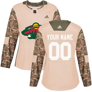 Women's Minnesota Wild Custom Adidas Authentic ized Veterans Day Practice Jersey - Camo