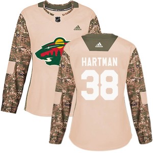 Women's Minnesota Wild Ryan Hartman Adidas Authentic Veterans Day Practice Jersey - Camo