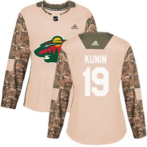Women's Minnesota Wild Luke Kunin Adidas Authentic Veterans Day Practice Jersey - Camo