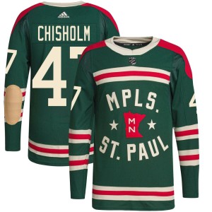 Youth Minnesota Wild Declan Chisholm Adidas Authentic 2022 Winter Classic Player Jersey - Green