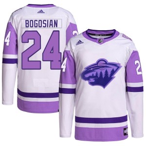 Youth Minnesota Wild Zach Bogosian Adidas Authentic Hockey Fights Cancer Primegreen Jersey - White/Purple