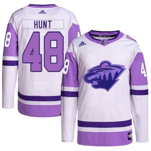 Youth Minnesota Wild Daemon Hunt Adidas Authentic Hockey Fights Cancer Primegreen Jersey - White/Purple