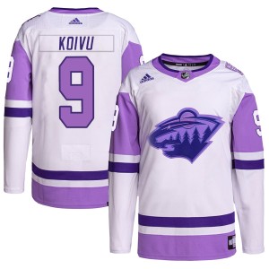 Youth Minnesota Wild Mikko Koivu Adidas Authentic Hockey Fights Cancer Primegreen Jersey - White/Purple