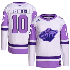 Youth Minnesota Wild Vinni Lettieri Adidas Authentic Hockey Fights Cancer Primegreen Jersey - White/Purple