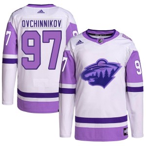 Youth Minnesota Wild Dmitry Ovchinnikov Adidas Authentic Hockey Fights Cancer Primegreen Jersey - White/Purple
