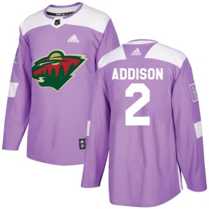 Men's Minnesota Wild Calen Addison Adidas Authentic Fights Cancer Practice Jersey - Purple