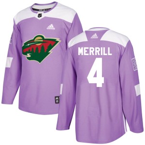 Men's Minnesota Wild Jon Merrill Adidas Authentic Fights Cancer Practice Jersey - Purple