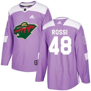 Men's Minnesota Wild Marco Rossi Adidas Authentic Fights Cancer Practice Jersey - Purple