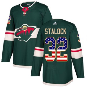 Youth Minnesota Wild Alex Stalock Adidas Authentic USA Flag Fashion Jersey - Green