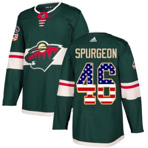 Men's Minnesota Wild Jared Spurgeon Adidas Authentic USA Flag Fashion Jersey - Green