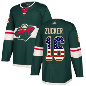 Youth Minnesota Wild Jason Zucker Adidas Authentic USA Flag Fashion Jersey - Green