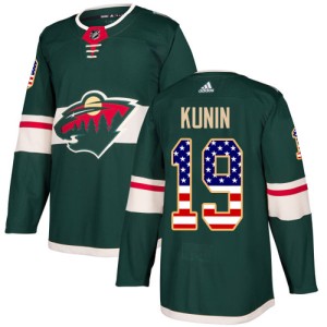 Men's Minnesota Wild Luke Kunin Adidas Authentic USA Flag Fashion Jersey - Green