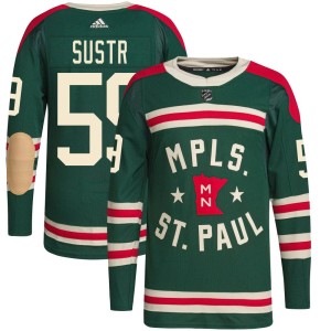 Men's Minnesota Wild Andrej Sustr Adidas Authentic 2022 Winter Classic Player Jersey - Green